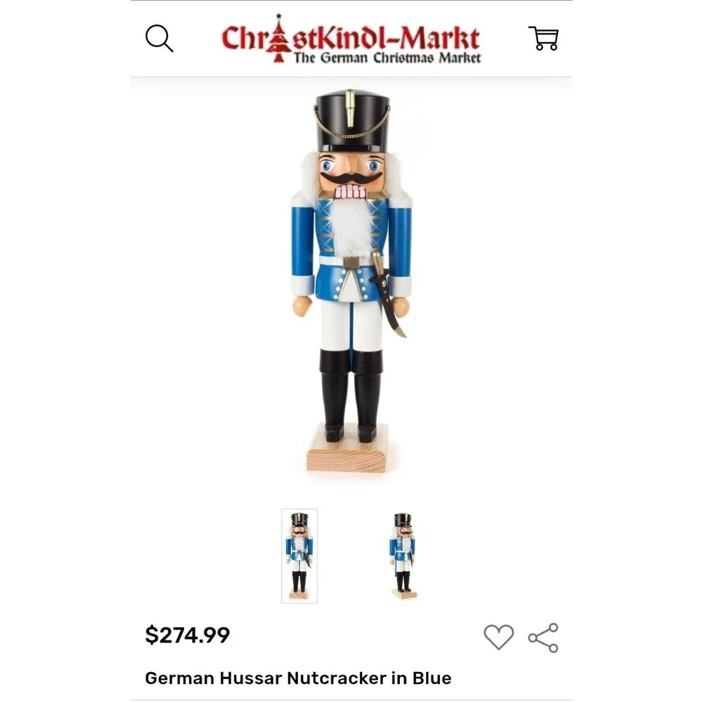 German Hussar Nutcracker in Blue The Blue Dragoons Soldiers‎ EUC 13.5